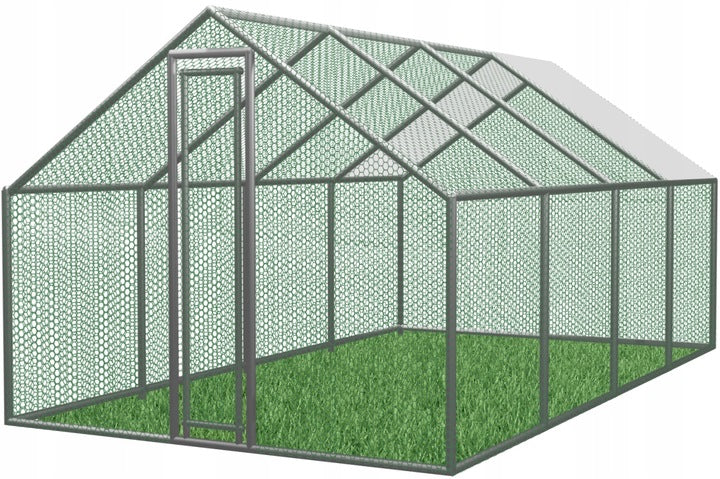 Cotet tarc pentru pasari, din otel galvanizat, cu plasa, 600x300x195cm