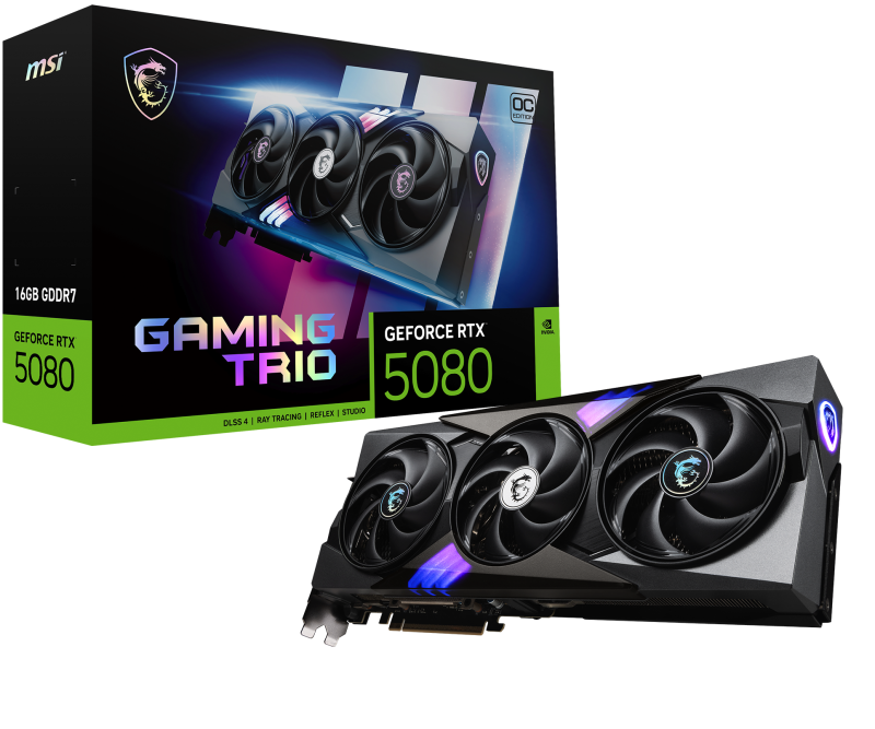 Placa video MSI GEFORCE RTX 5080 GAMING TRIO OC, 16GB GDDR7, PCI Express 5.0, 256-bit