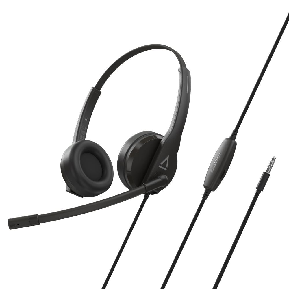 CREATIVE HS-230 Office Headset w/Noise-cancelling Mic, 3.5 mm AUX, USB Adapter "51EF1110AA000" (timbru verde 0.8 lei)