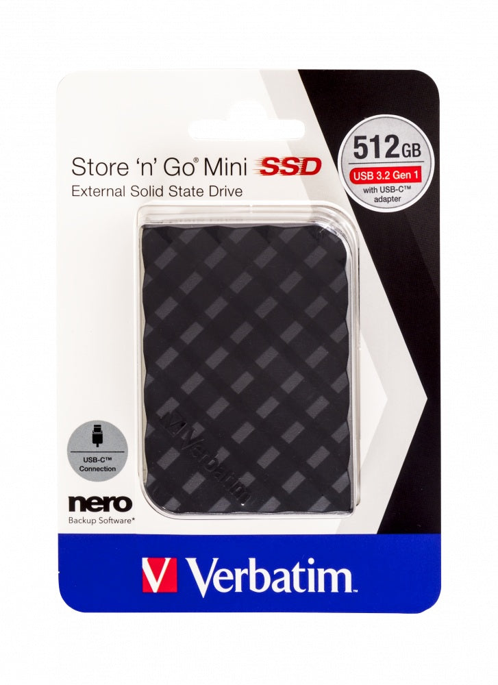 SSD. Externe Verbatim MINI SSD 512GB USB 3.2 G1, 