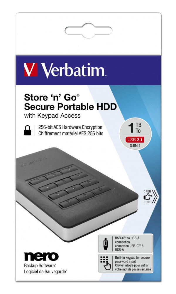 HDD. Externe Verbatim StoreNGo HDD USB 3.1 G1 1TB, 