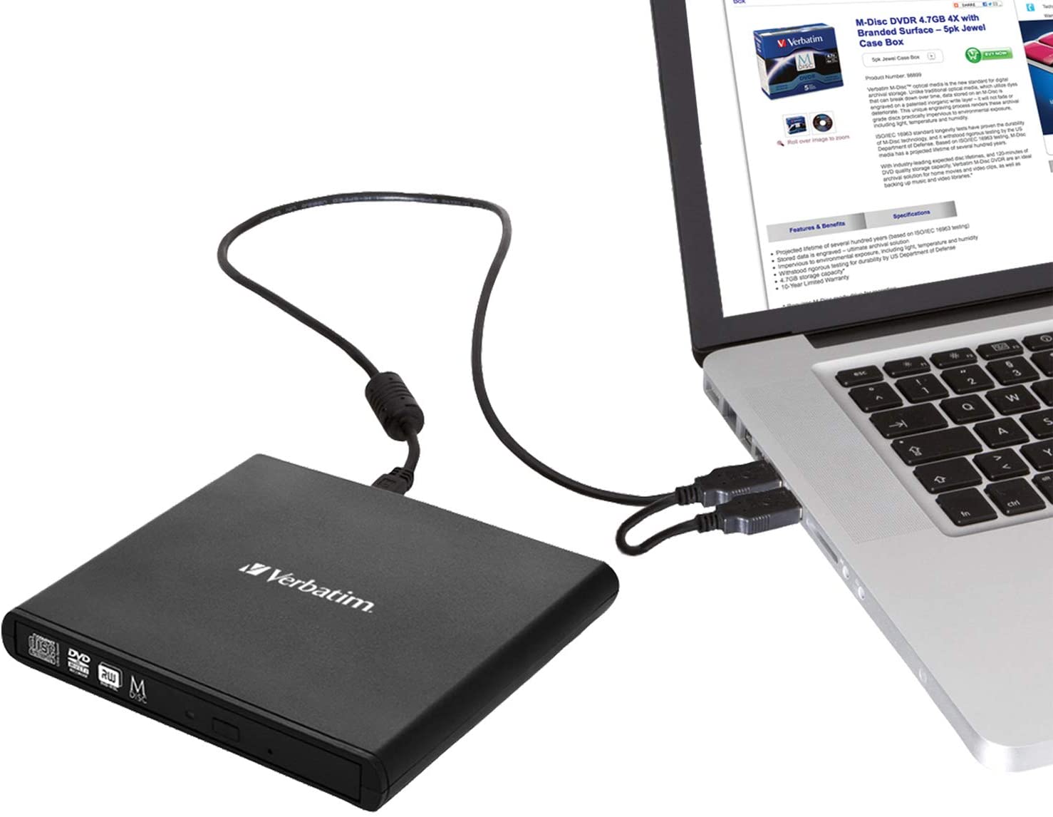 DVD-RW extern, VERBATIM, interfata USB 2.0, negru, "53504"