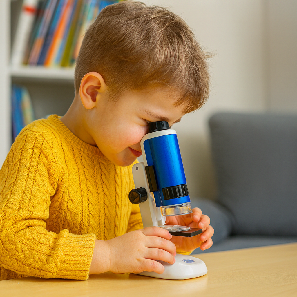 Microscop educational cu accesorii, marire 100x-250x, iluminare LED, suport smartphone, set pentru experimente - 4