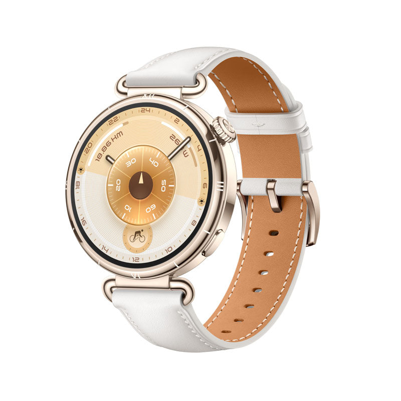 Smartwatch Watch GT 6, 41MM, Gold Stainless Steel Case, White Composite Leather Strap "55020FTN"