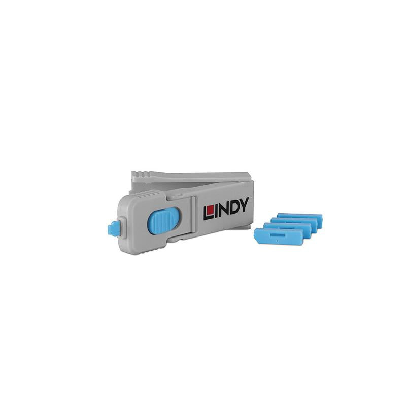 Lindy 4 x DP port Blocker blue