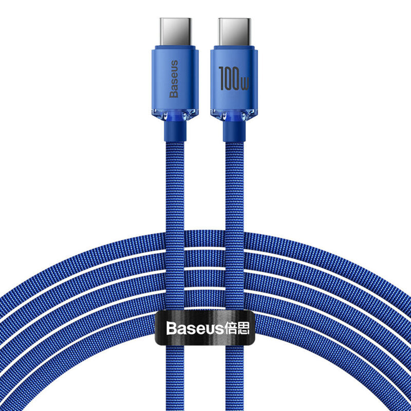 CABLU alimentare si date Baseus Crystal Shine, Fast Charging Data Cable pt. smartphone, USB Type-C la USB Type-C 100W, 2m, albastru "CAJY000703" - 6932172602901