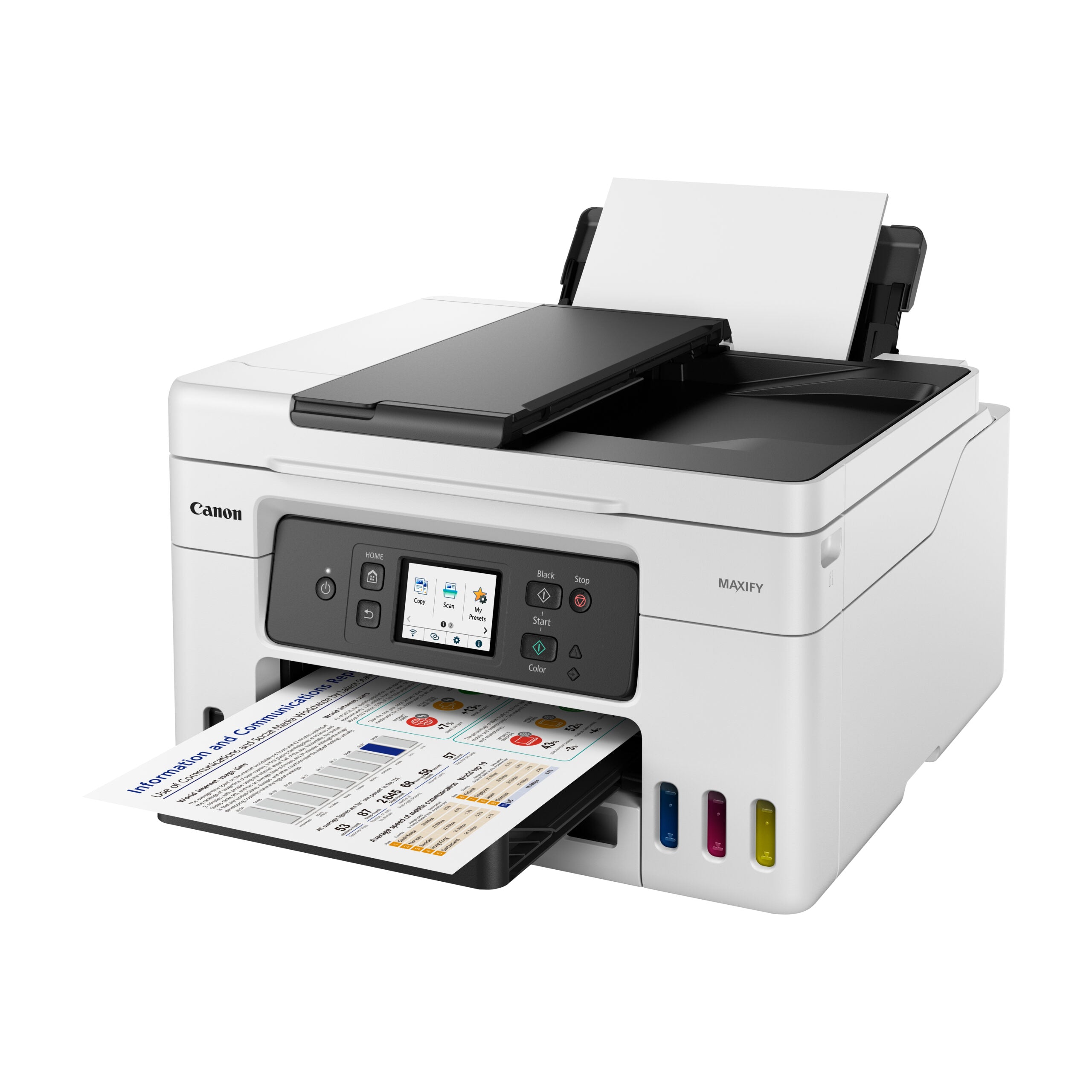 Multifunctional Inkjet CISS Color Canon GX4040, A4, Functii: Impr.|Scan.|Cop.|Cloud, Viteza de Printare Monocrom: 18ipm, Viteza de printare color: 13ipm, Conectivitate:USB|WIFI, Duplex:Da, ADF:ADF(incl.TV 11lei), 33000pag max /luna "5779C009AA"
