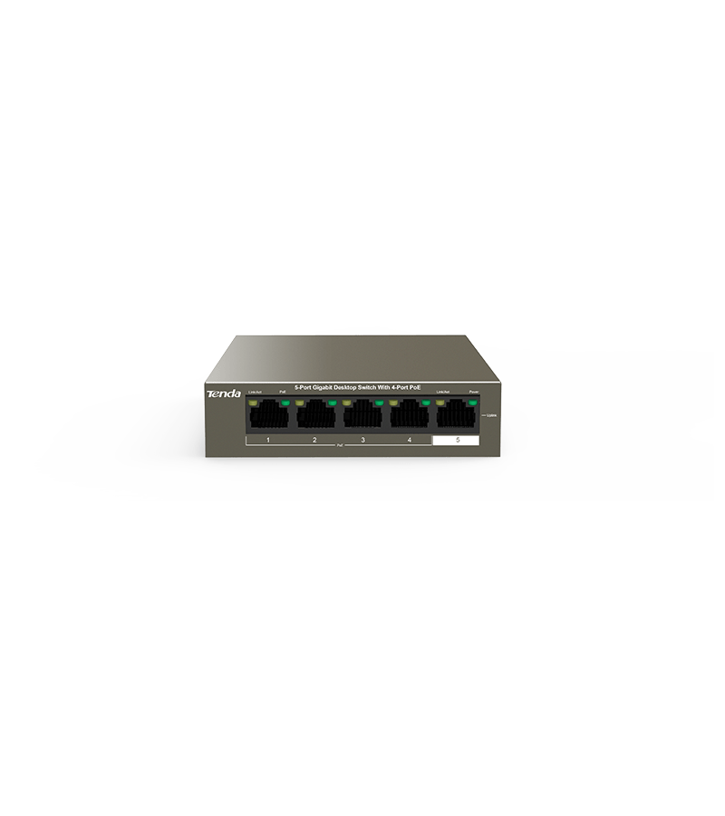 SWITCH TENDA PoE unmanaged, 5 porturi Gigabit, buget PoE 58W, metalic "TEG1105P-4-63W"