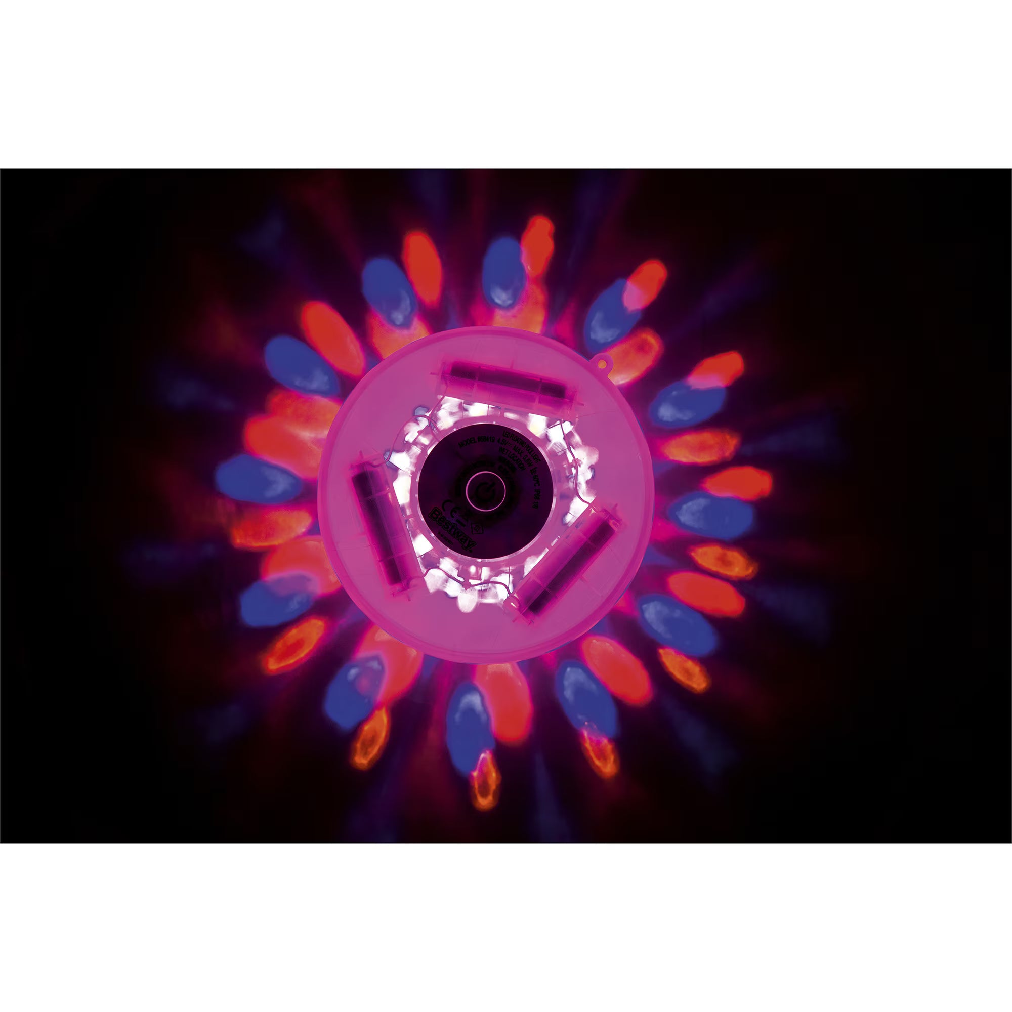 Lampa plutitoare cu LED pentru piscina Bestway FloatBright, 4 culori, 7 moduri, functionare cu 3 baterii AA