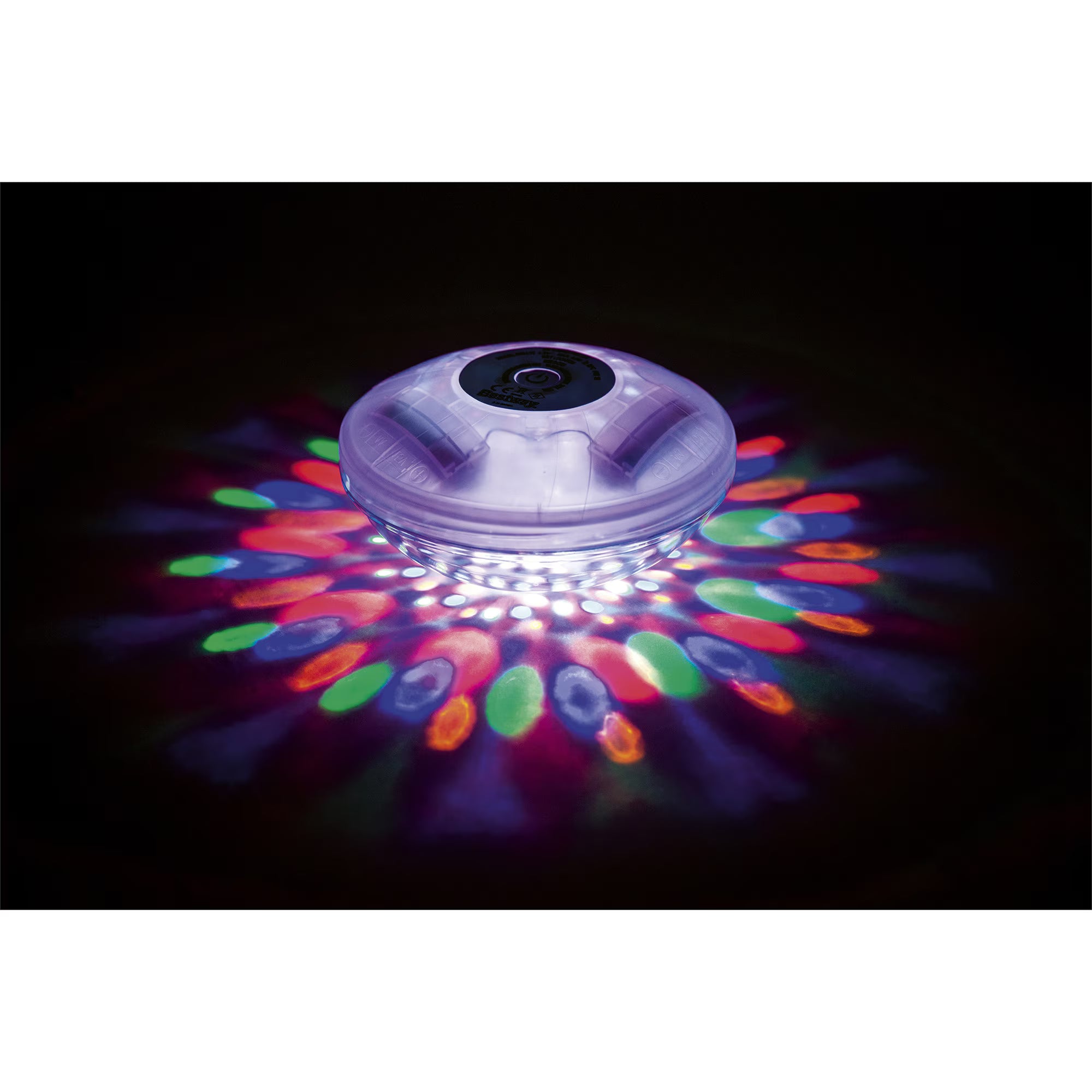 Lampa plutitoare cu LED pentru piscina Bestway FloatBright, 4 culori, 7 moduri, functionare cu 3 baterii AA
