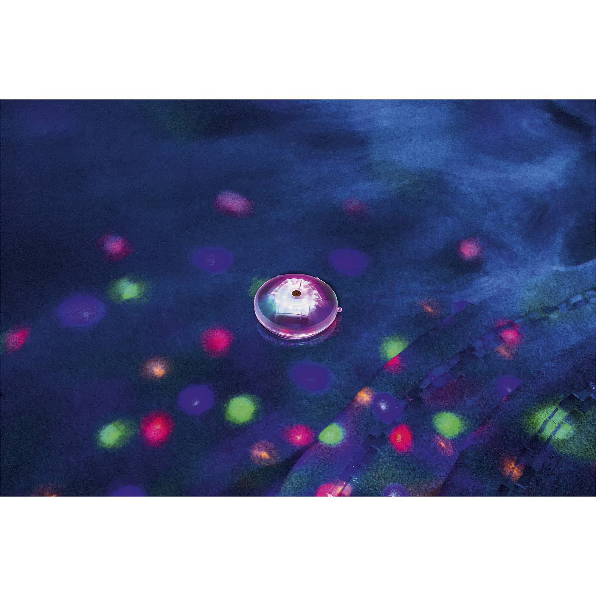 Lampa plutitoare cu LED pentru piscina Bestway FloatBright, 4 culori, 7 moduri, functionare cu 3 baterii AA