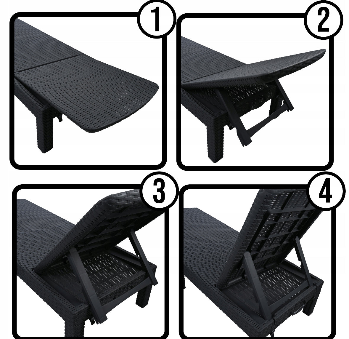 Sezlong pliabil tip valiza, 3 pozitii reglare, structura usoara pentru transport, 186x60x30 cm, gri