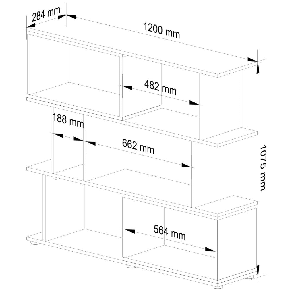 Etajera modulara cu 6 rafturi pentru depozitare, PAL laminat 16 mm, 120x28x108 cm, alb