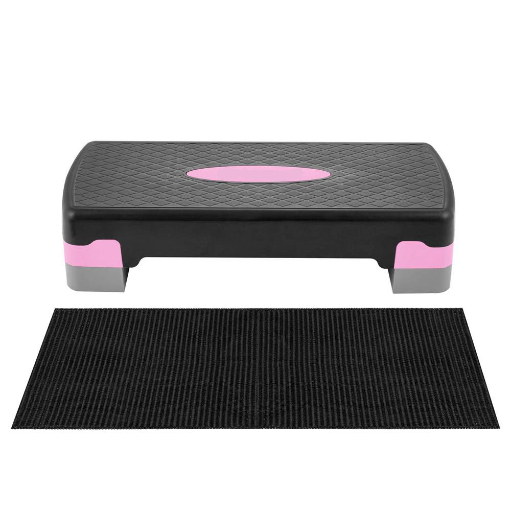 Stepper aerobic, ajustabil in 2 trepte, gri/roz, greutate maxima 250 kg, cu covoras de protectie