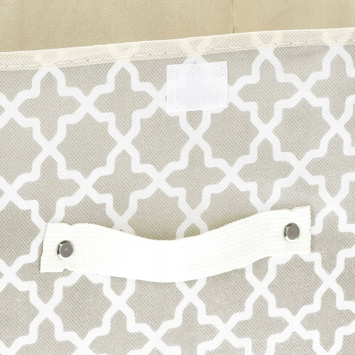 Cutie depozitare, pliabila cu capac, model trifoi marocan, 30x25x40cm, bej