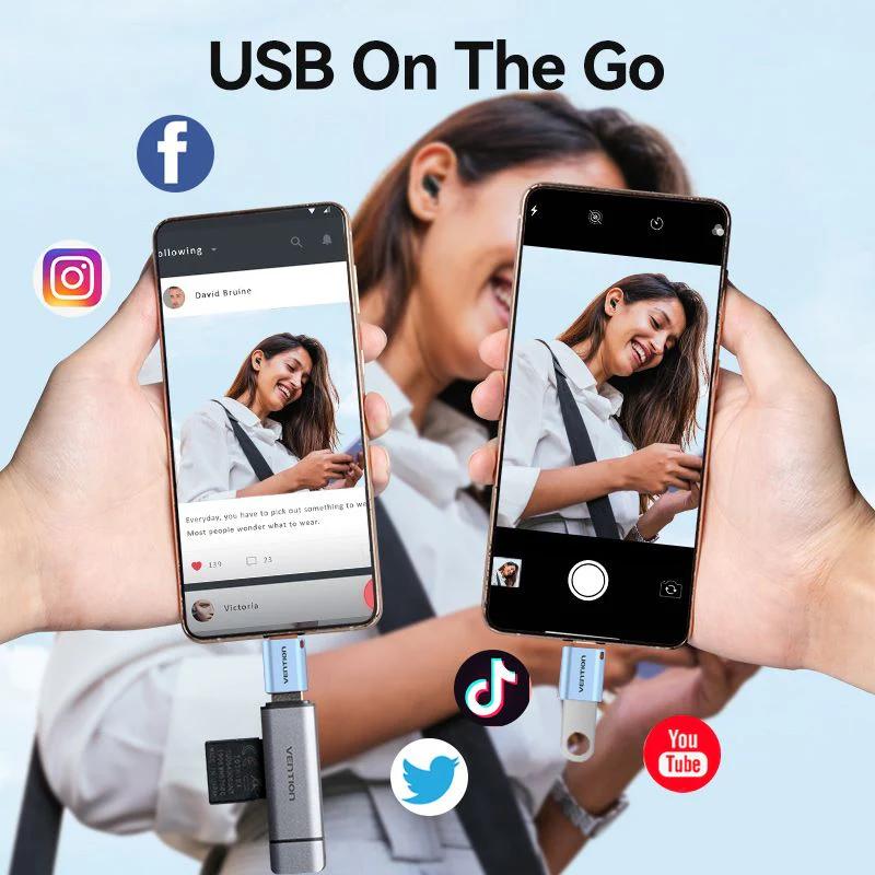 Adaptor USB Vention, OTG, USB-C (T) la USB 3.1 (M), 10Gbps, PVC, albastru, 