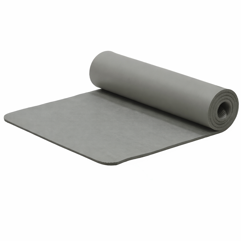 Saltea fitness antiderapanta din NBR, 183x61x1 cm, cu curea transport, gri