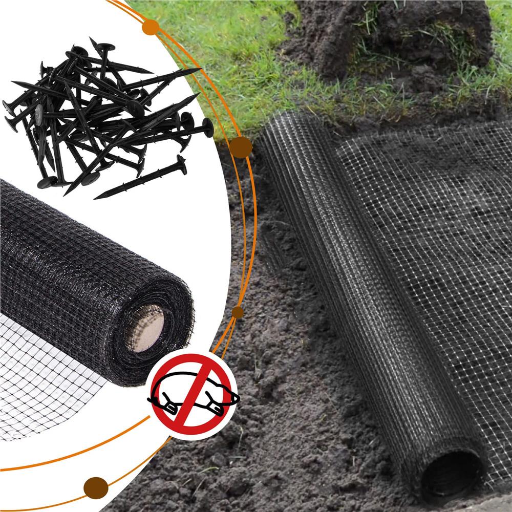 Set 50 cuie plastic fixare folii, tip ancora harpon, 150x33 mm, negru