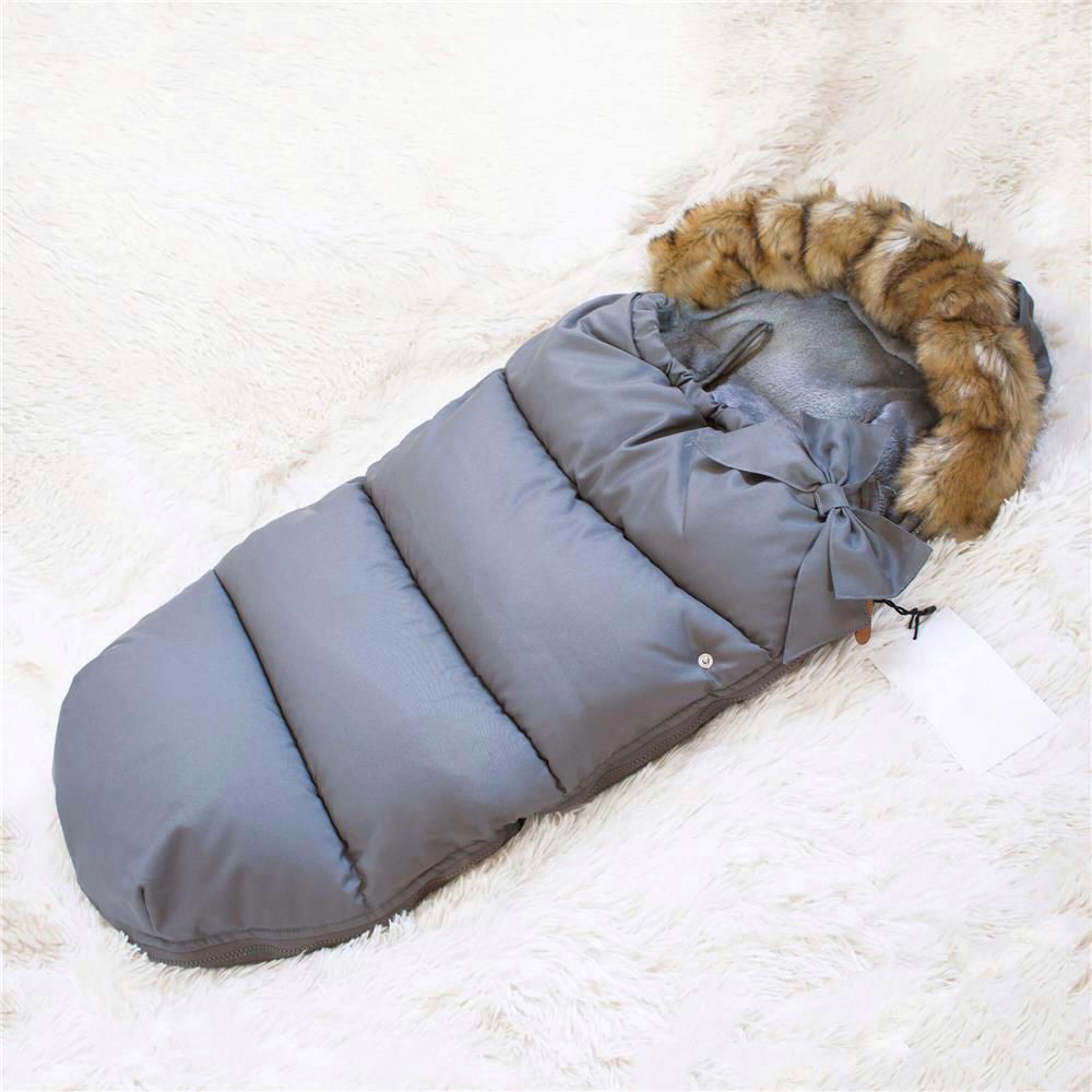 Sac iarna de bebelusi pentru carucior, marime universala, 90x45cm, gri inchis