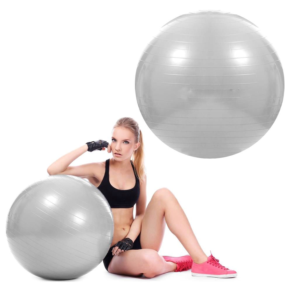 Minge pentru fitness sau yoga 75 cm, pompa inclusa, gri