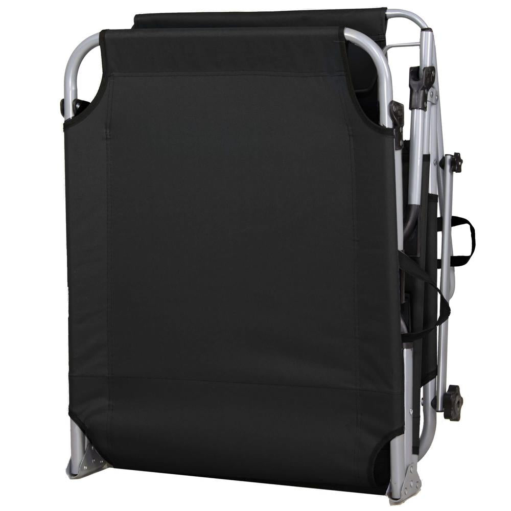 Sezlong pliabil cu parasolar, 188x57x38cm, sarcina 120kg, gri antracit