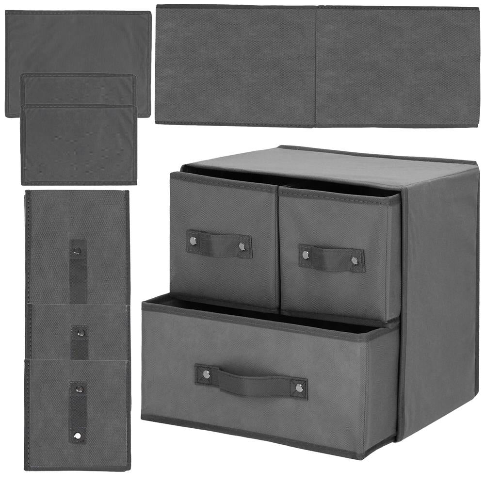 Organizator dulap tip lada cu 3 sertare, 31x31x22cm, gri inchis