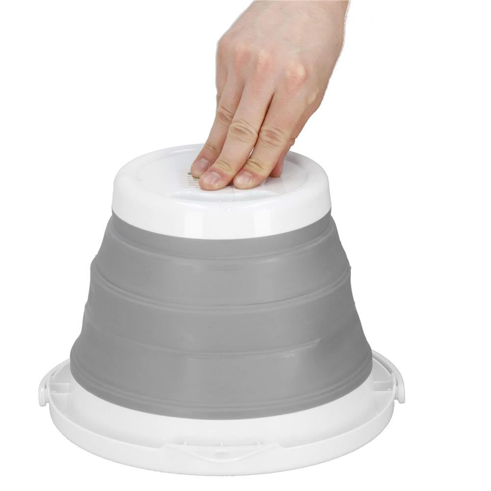 Lighean pliabil, rotund, din plastic si silicon, 31x24cm, 10litri, gri