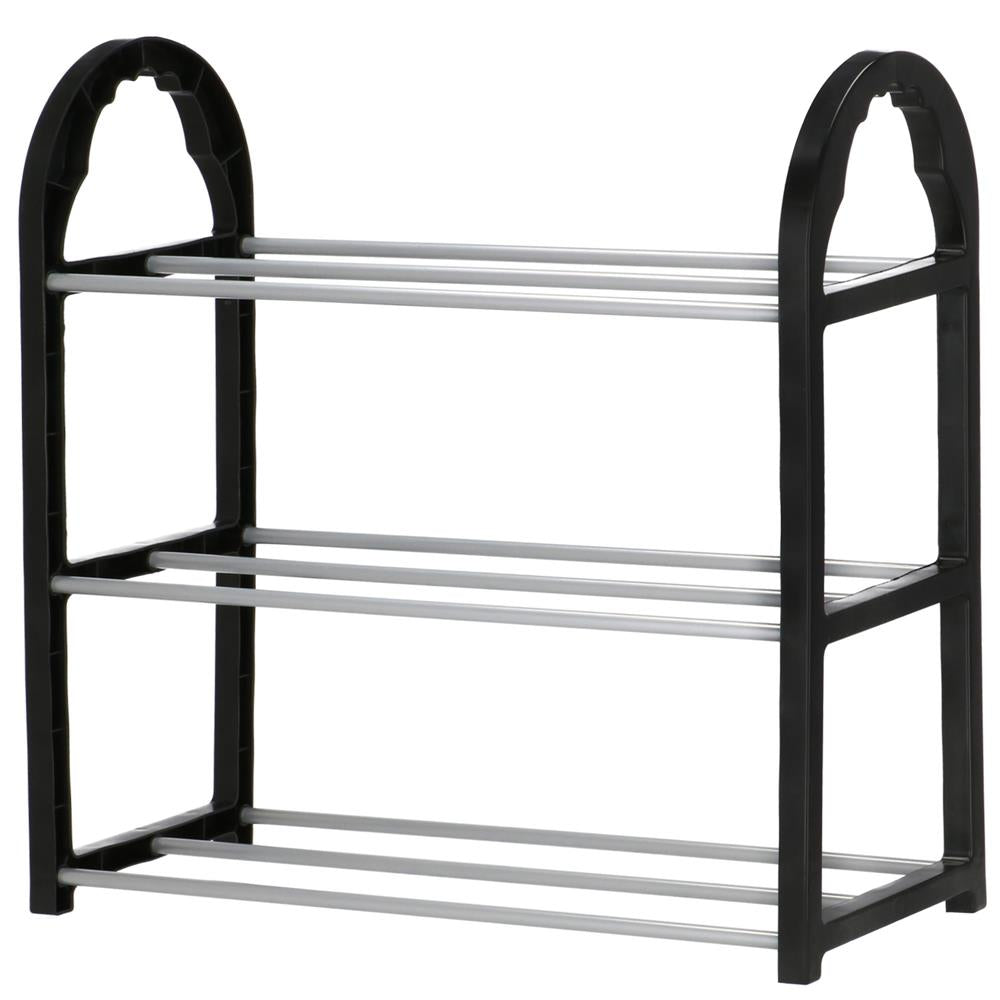 Pantofar PVC si metal, Sersimo cu 3 rafturi, 48x49cm, negru argintiu