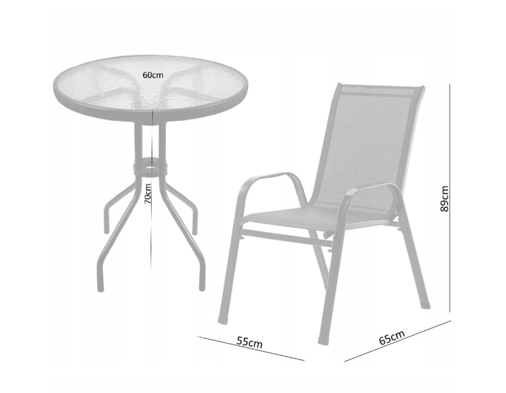 Set mobilier gradina Torino, 2 scaune, 1 masa, gri antracit