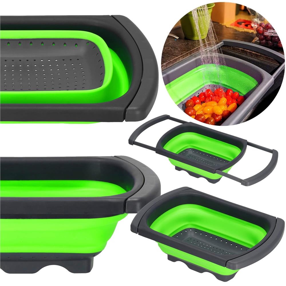 Strecuratoare pliabila pentru chiuveta, din plastic si silicon, brate extensibile, lungime 38-60cm