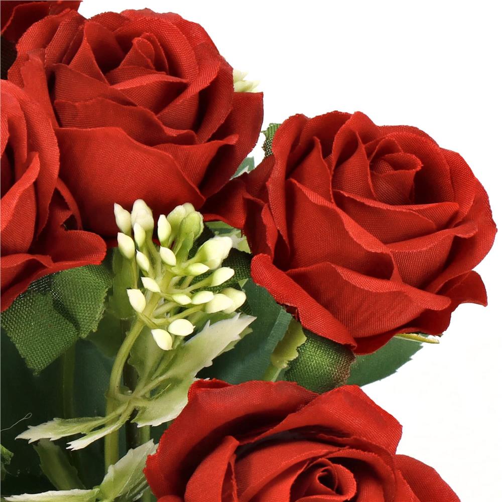 Buchet de flori artificiale din poliester, 10 fire trandafiri, 30cm, rosu
