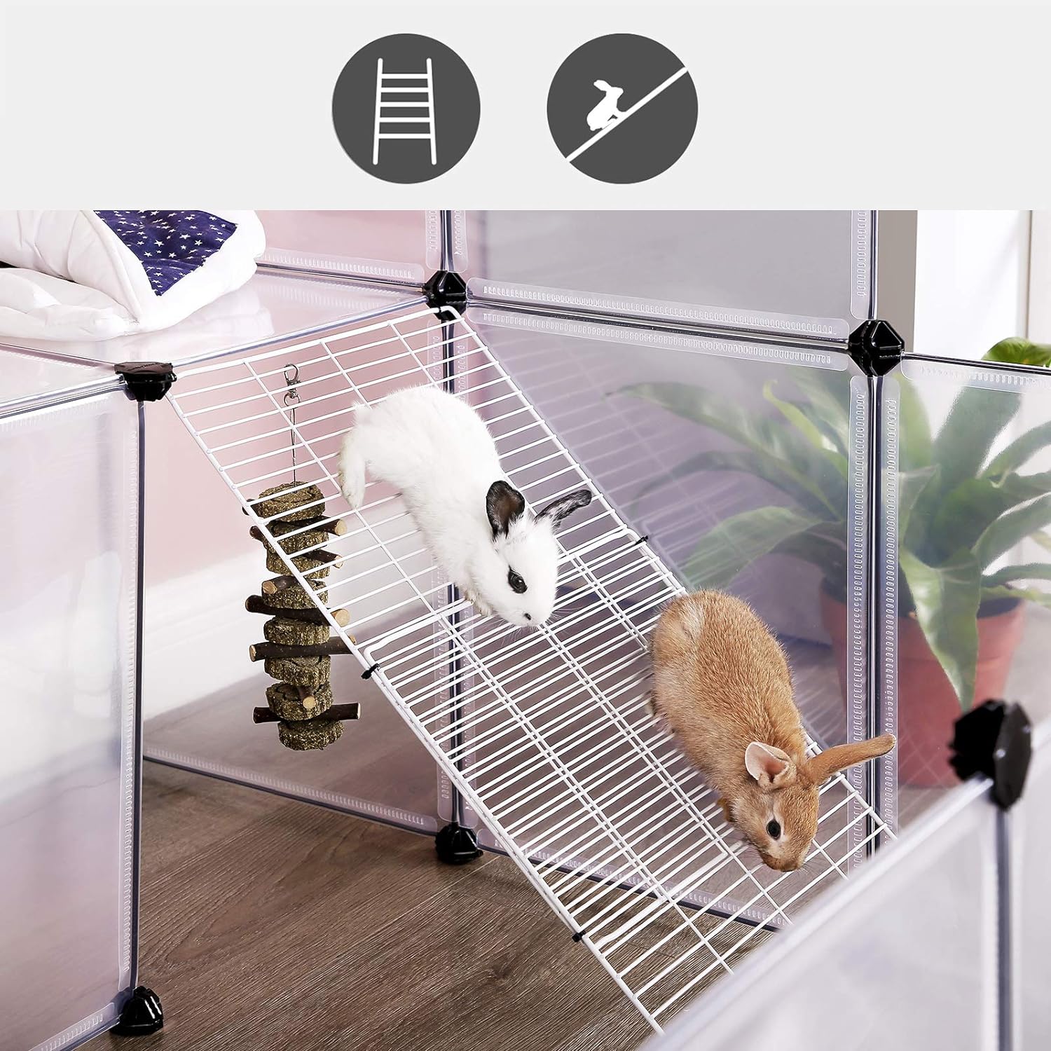 SONGMICS Tarc pentru animale mici rozatoare, din plastic, modulara DIY, 143x108x92cm, alb