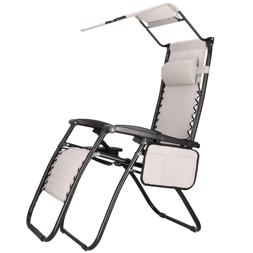 Sezlong pliabil SERSIMO GC11, Relax Zero Gravity cu parasolar, 175cm, gri