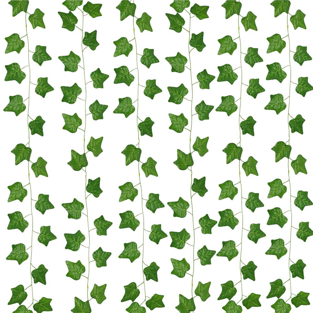 Set 6 ghirlande iedera artificiala pentru decorare, 6x233cm, frunze mari, verde