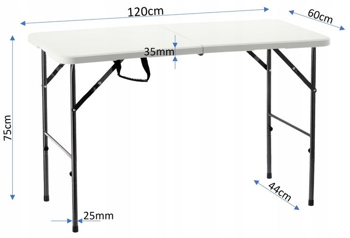 Masa dreptunghiulara pliabila multifunctionala, reglabila pe inaltime, 120x75x60cm, alba