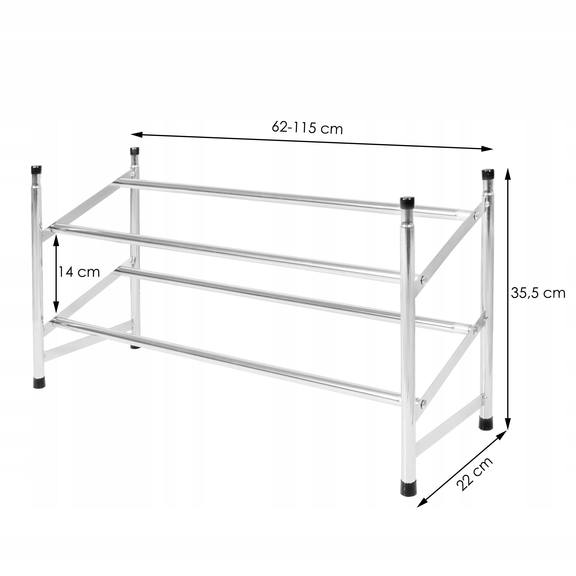 Pantofar extensibil cu 2 rafturi, 62-115cm, cromat