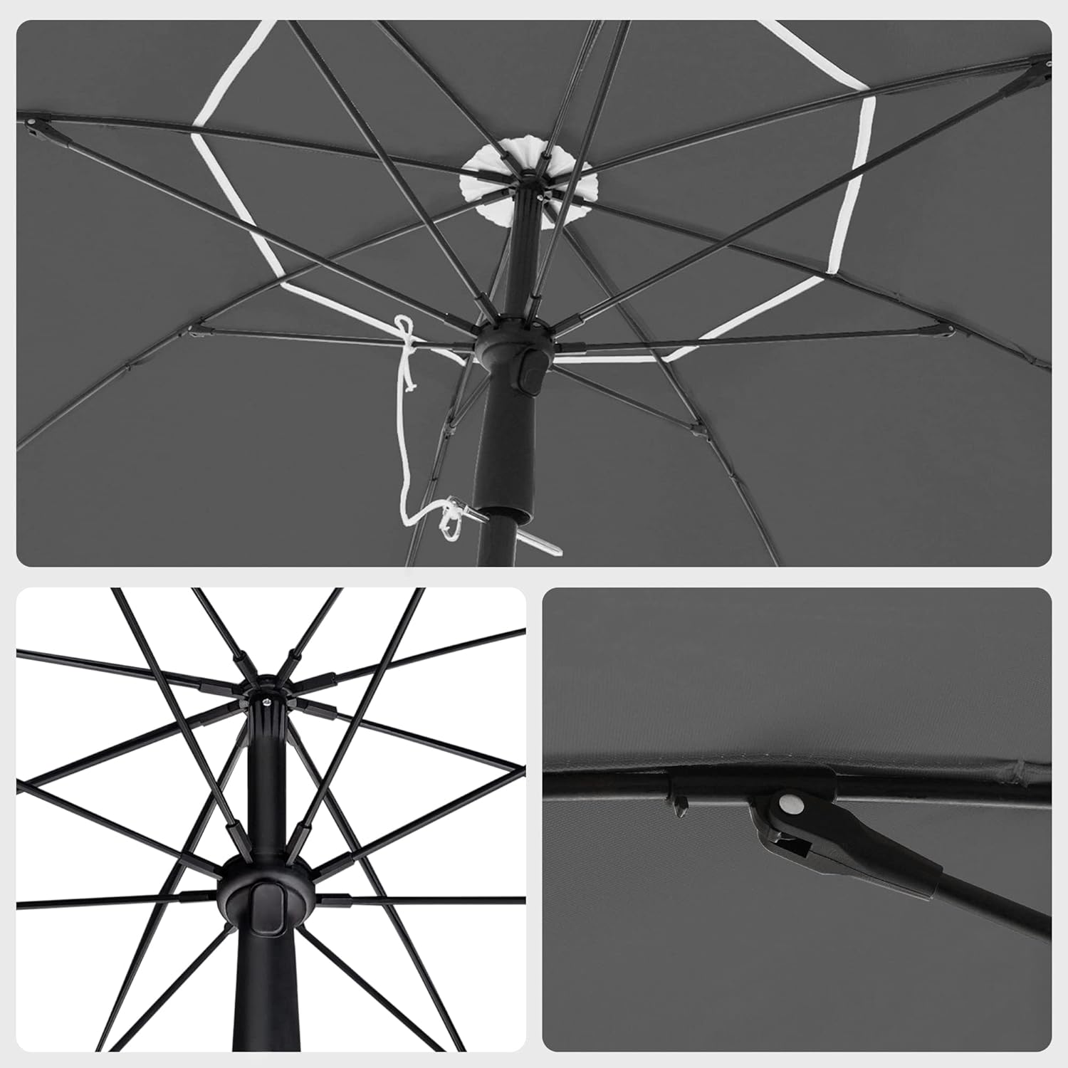 SONGMICS Umbrela terasa gradina sau plaja, cu inclinare, husa, diametru 160cm, gri