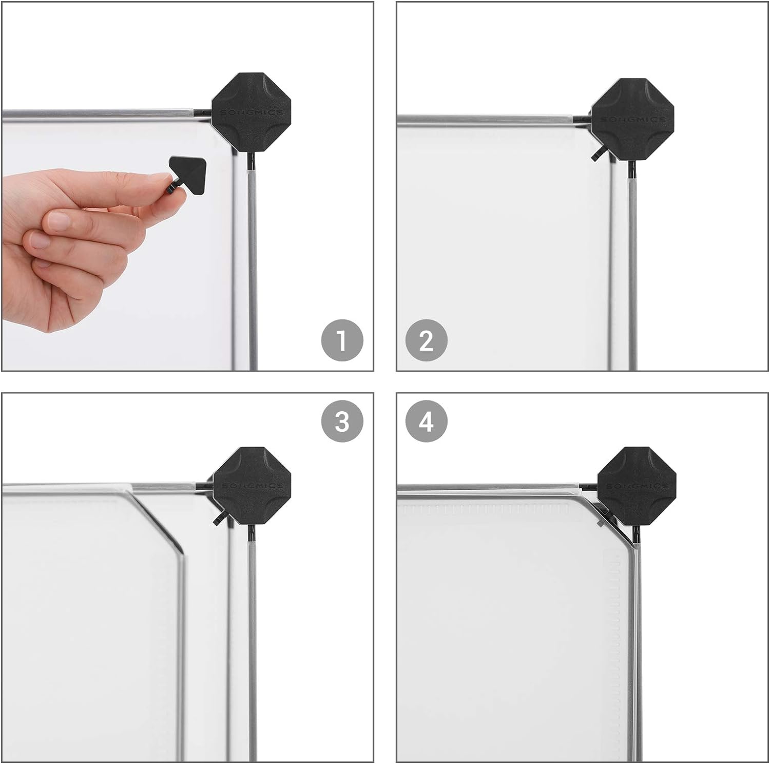 SONGMICS Unitate de depozitare cu 12 cuburi, pentru pantofi sau haine, personalizabil, 31x93x123 cm, alb transparent