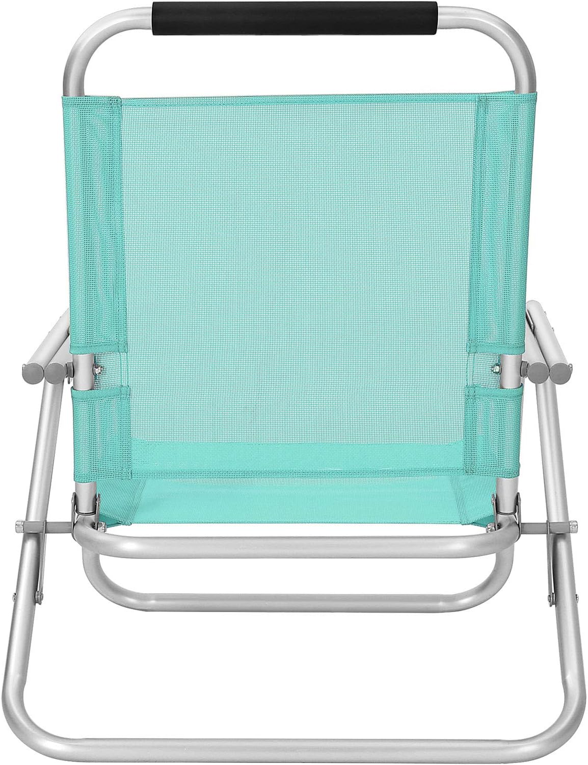 SONGMICS Scaun de plaja portabil cu spatar rabatabil in 4 pozitii, cu cotiere, maxim 150kg, verde