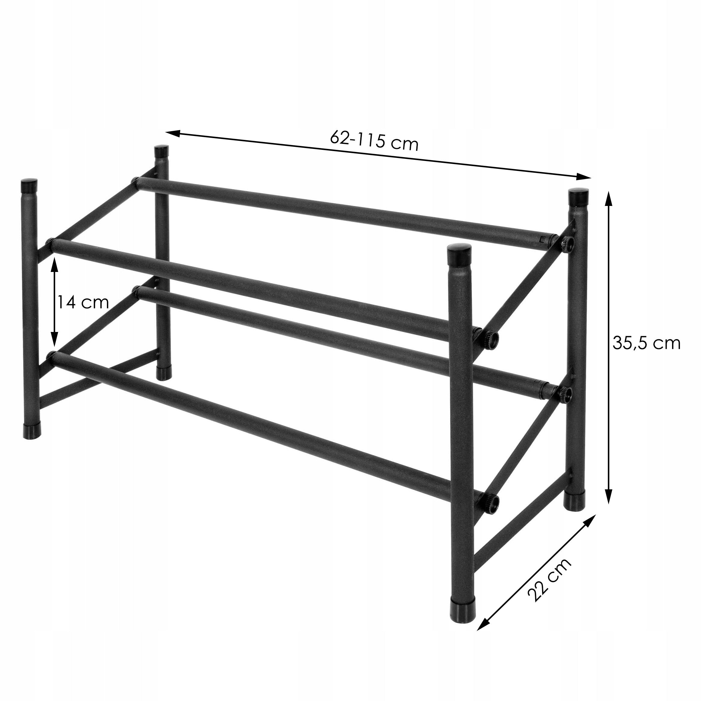 Pantofar extensibil cu 2 rafturi, 62-115cm, negru