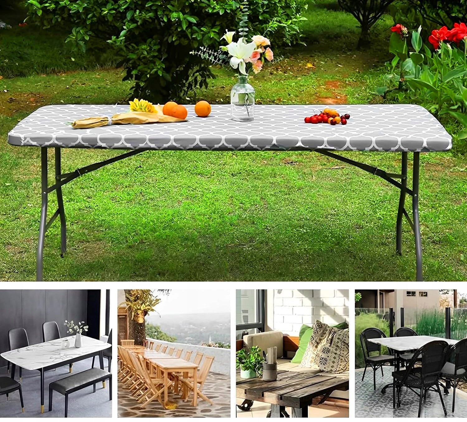 Husa pentru set mobilier gradina, 1 masa si 2 banci, impermeabila, 76x183cm, gri