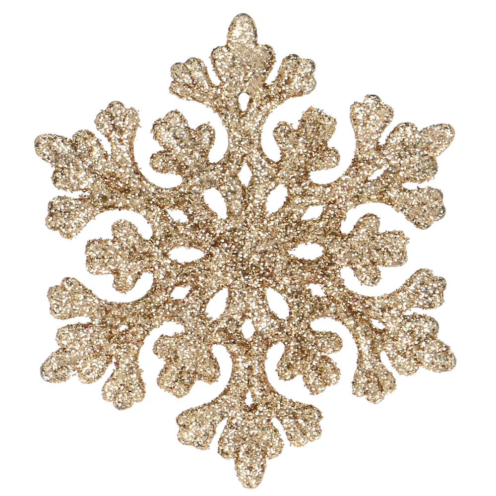 Decoratiune brad fulg de zapada, set 8 bucati, 8cm, auriu