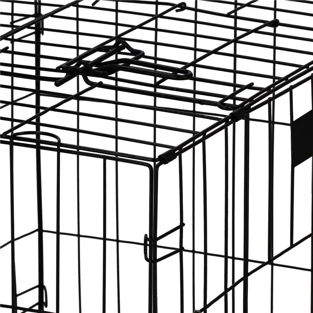 Cusca pentru animale, 2 usi, Pliabila din metal, L, Negru, 59x50x42 cm