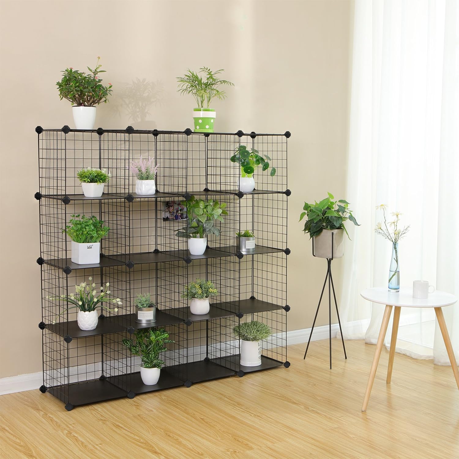 SONGMICS Organizator cu 16 cuburi modulare de depozitare, configurabil, metalic, 123x31x123cm, negru