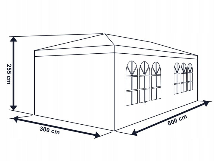 Cort pavilion 6x3m pentru gradina sau evenimente, cu 6 pereti laterali, albastru - 4