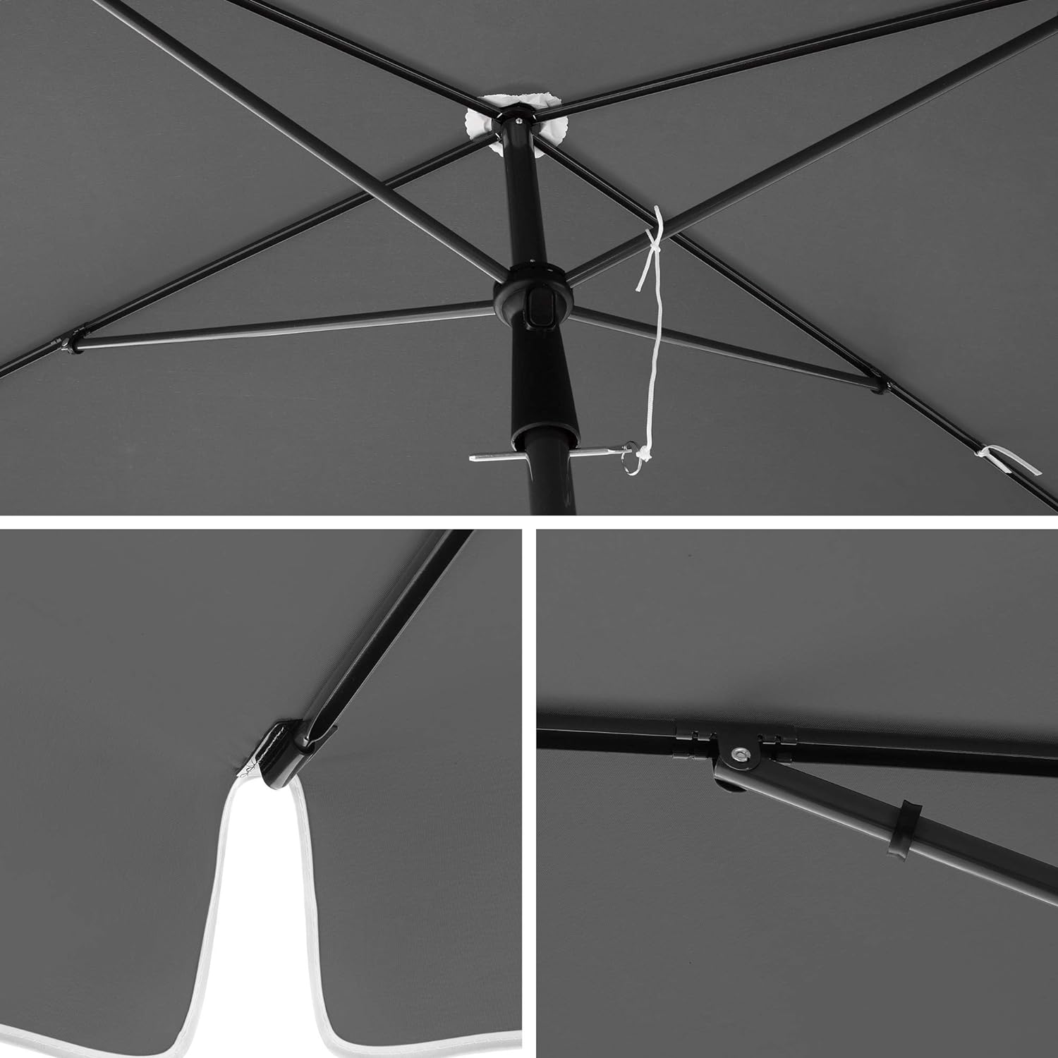 SONGMICS Umbrela terasa gradina sau plaja, cu inclinare, husa, 200x125cm, gri - 6