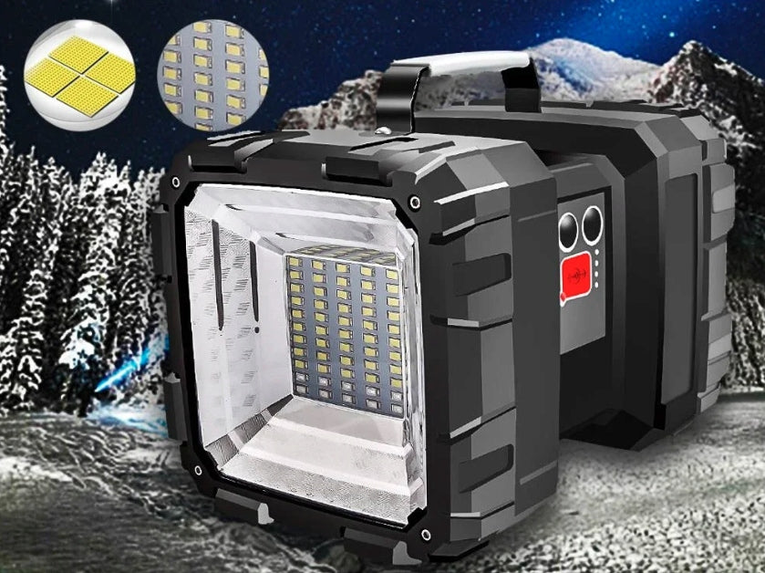 Lanterna multifunctionala, reincarcabila, power bank, 800lm, 7 moduri de luminare la 2 capete, negru