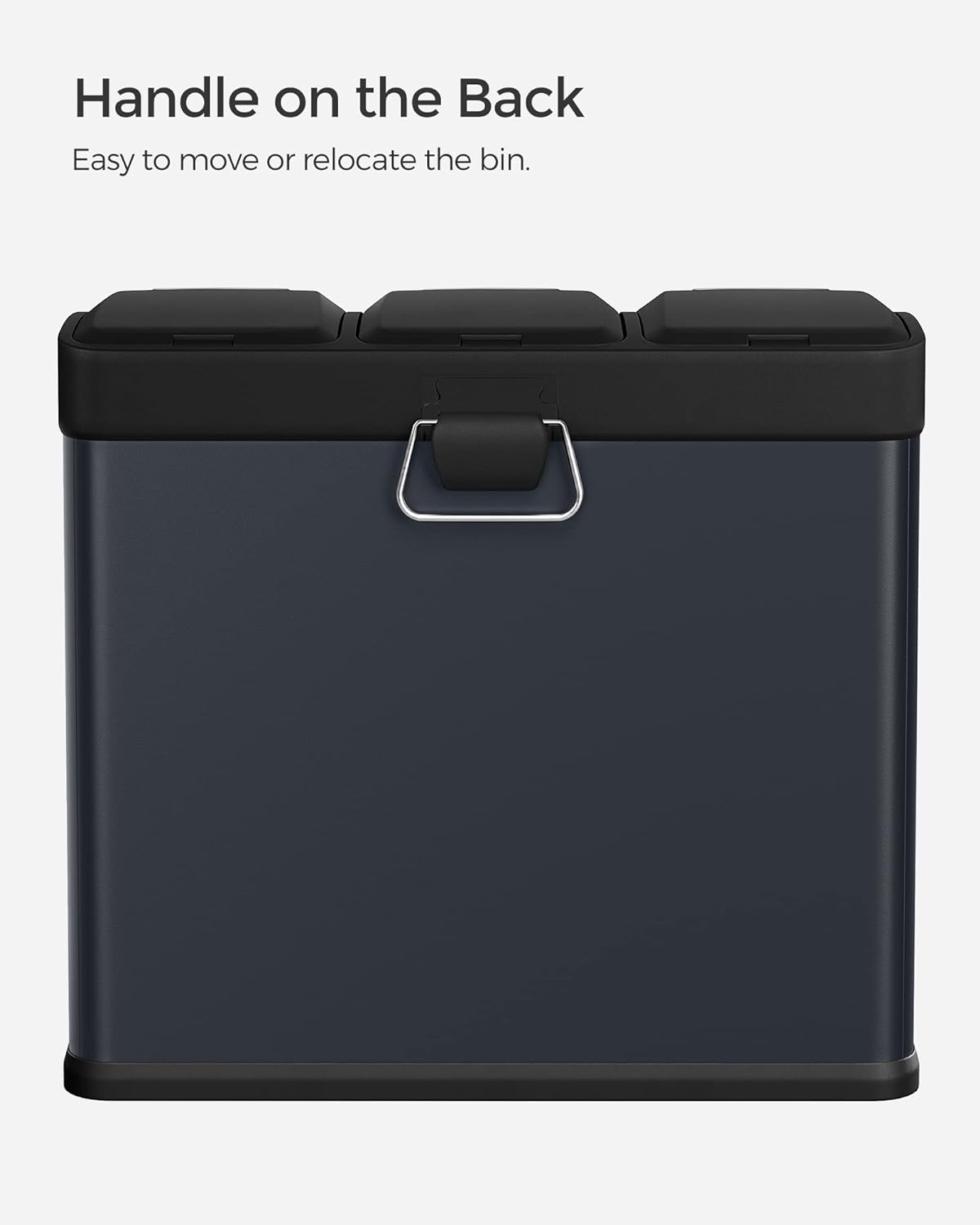 SONGMICS Cos de gunoi din otel cu 3 compartimente colectare selectiva, cu galeti interioare, 3x8litri, negru