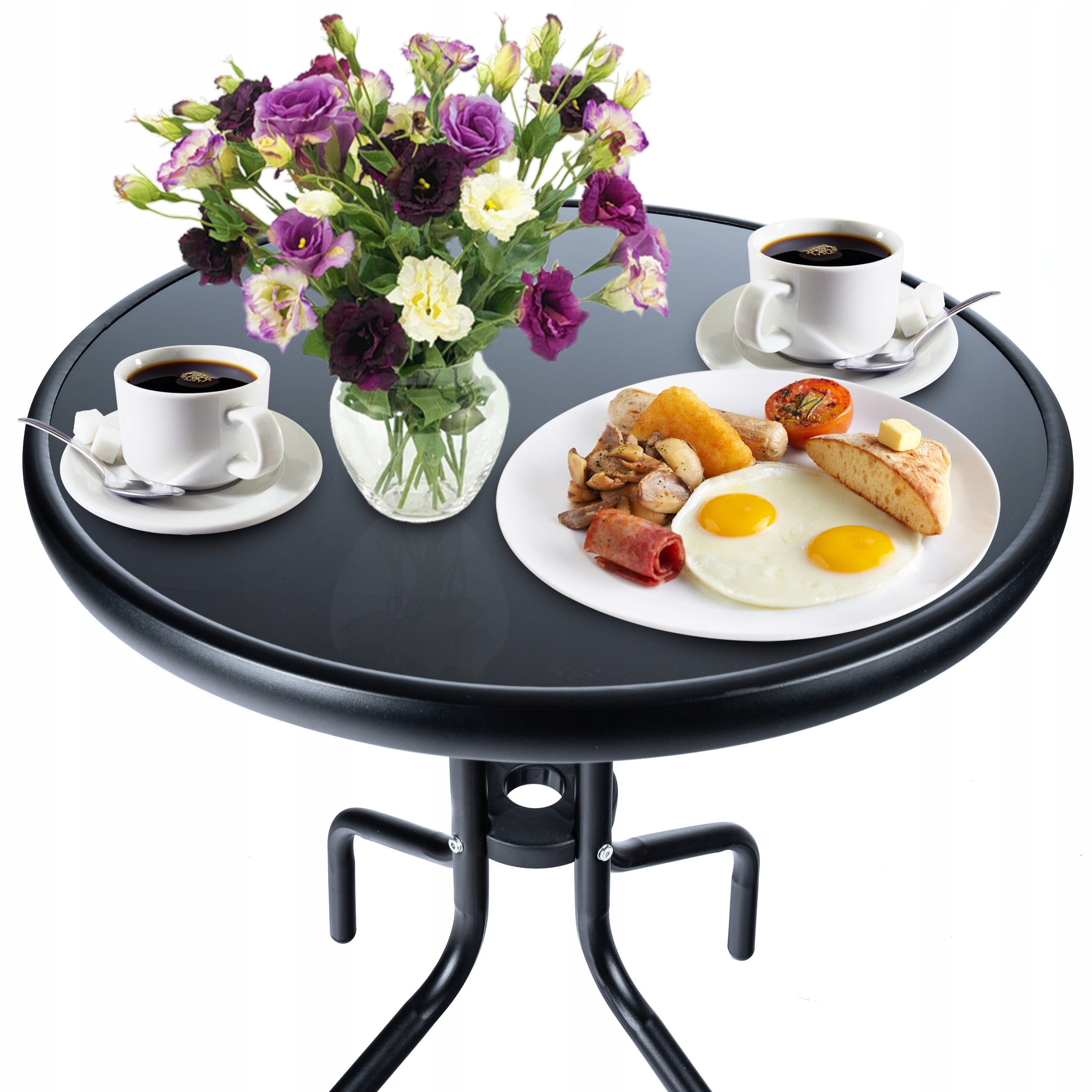 Set mobilier gradina Oneiro, 2 scaune pliabile, 1 masa, negru