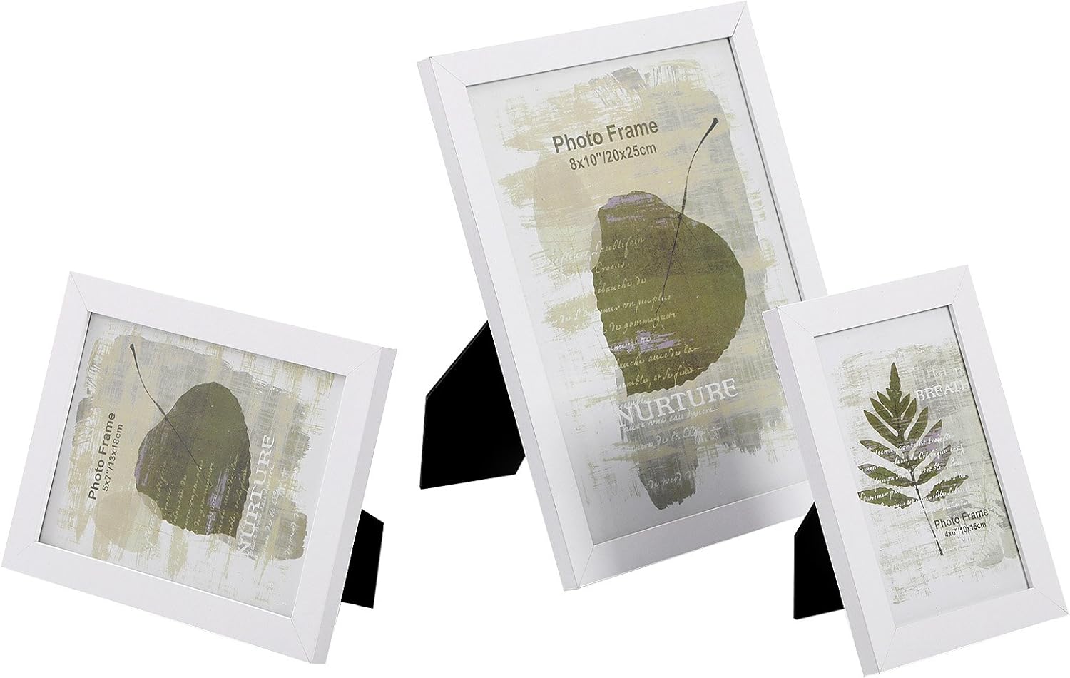 SONGMICS set rame foto 10 buc, 28x24 / 21x16 / 18x13 cm, alb, montaj perete sau birou, MDF si plastic